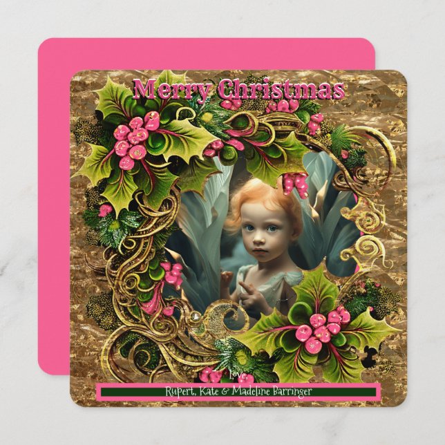 Convite ADICIONE seu próprio FOTO Feriado no Natal (Frente/Verso)