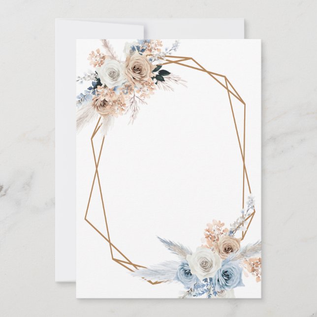 Convite adicione seu próprio texto pampas poeirenta azul g (Frente)