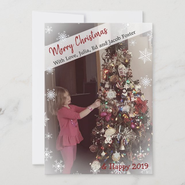 Convite Adicione sua foto Floco de neve preto e branco Nat (Frente)