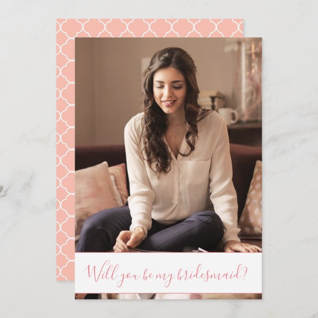 Convite Adicione sua proposta da dama de honra da foto (Frente/Verso)