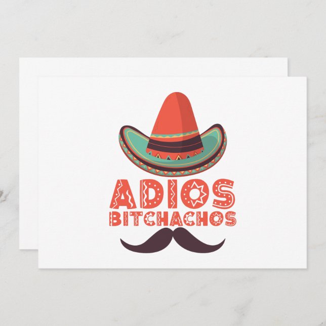 Convite Adios Bitchachos Sombrero Retro Cinco De Mayo (Frente/Verso)