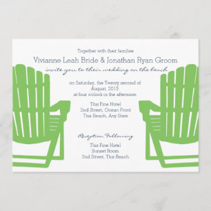 Convite Adirondack Chairs Limão e Marinho Beach Weding