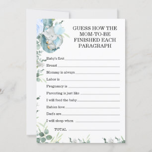 Convite Adivinha Como Jogo De Chá de fraldas De Elefante D