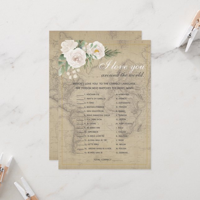 Convite Adivinha o Chá de panela do tema Viagem de idiomas (Frente/Verso In Situ)