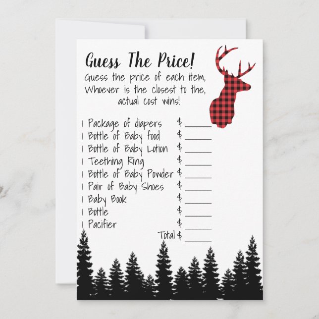 Convite Adivinha O Jogo Do Chá de fraldas De Preços (Frente)