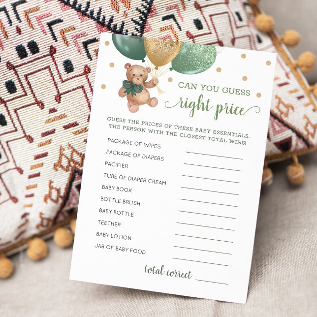 Convite Adivinha O Preço Certo Da Placa De Urso De Teddy D (Criador carregado)