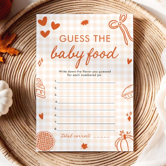 Convite Adivinhe a Comida de Bebê no Chá de Bebê Desenhado (Fall Hand Drawn Baby Shower Guess The Baby Food)