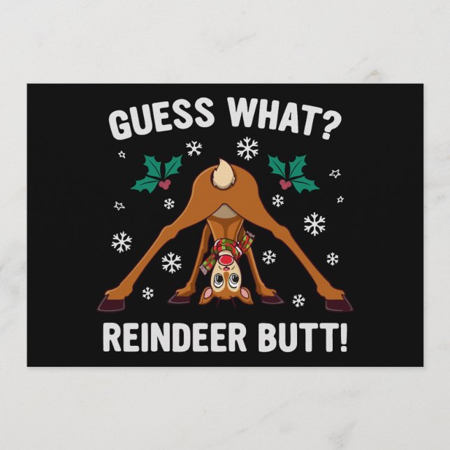 Convite Adivinhe o que é o Natal Piada do Traseiro de Rena (Frente)