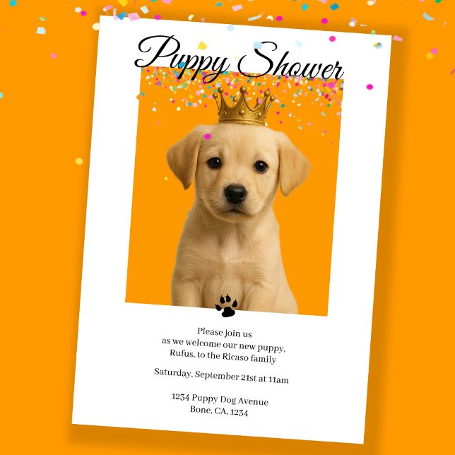 Convite Adoção Personalizada de Cão Cachorro Chá (Puppy Shower Cute Personalized Dog Adoption Invitation by Ricaso. For new pup or adopted adult dog)