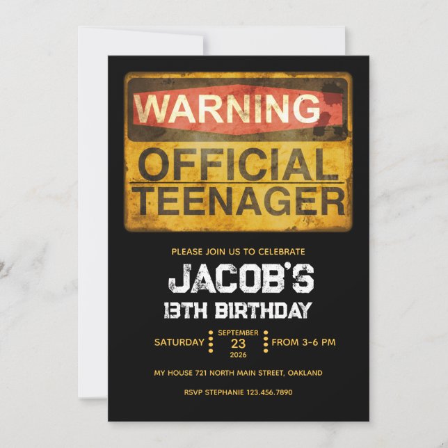 Convite Adolescente de 13 Anos Fazendo Aniversário (Frente)