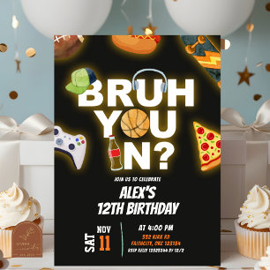 Convite Adolescente Neon Bruh Você Está No Aniversário Da 