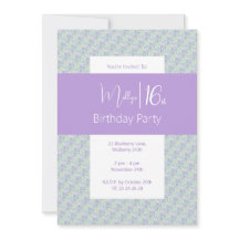 Adolescentes Verdes Púrpuras Florais 16.º Aniversá