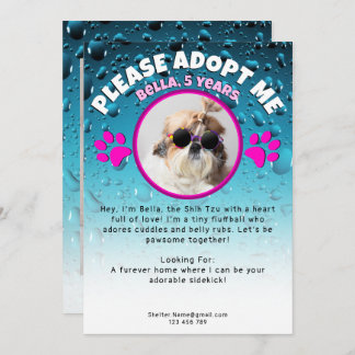 Convite Adopt me dog custom 2 photo shelter animal rescue