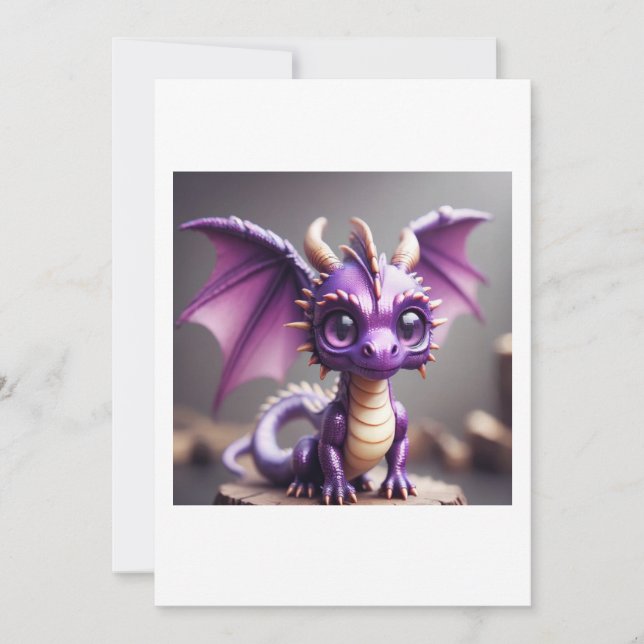 Convite adorable baby dragon (Frente)