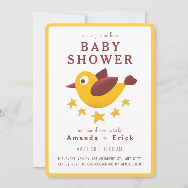 Convite Adorable Baby Shower Invitation (Frente)