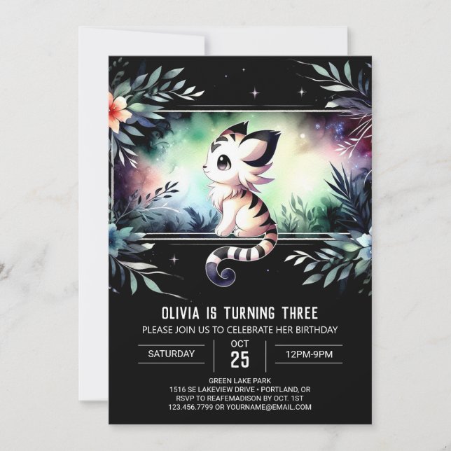 Convite Adorable Castle Tiger Birthday (Frente)