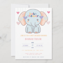 Convite Adorable Elephant Baby Shower Invitation