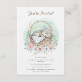 Convite Adorable, fluffy baby wolf  Baby Shower 