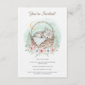 Convite Adorable, fluffy baby wolf  Baby Shower 