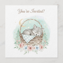Convite Adorable, fluffy baby wolf  Baby Shower 