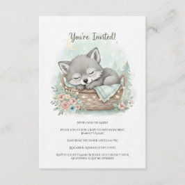Convite Adorable, fluffy baby wolf  Baby Shower 