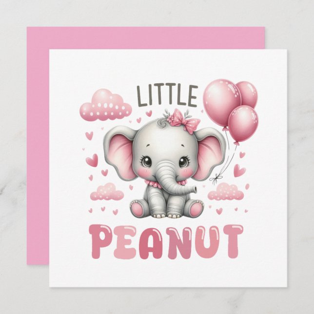 Convite Adorable Girl Little Peanut  (Frente/Verso)
