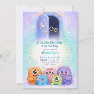 Convite Adorable Little Monster Baby Shower Invitation 