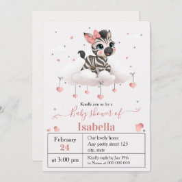 Convite Adorable little zebra baby shower invitation