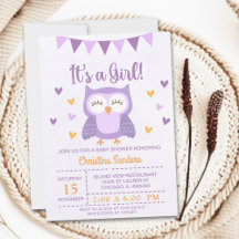 Adorable Owl Baby Shower Girl – It's a Girl'