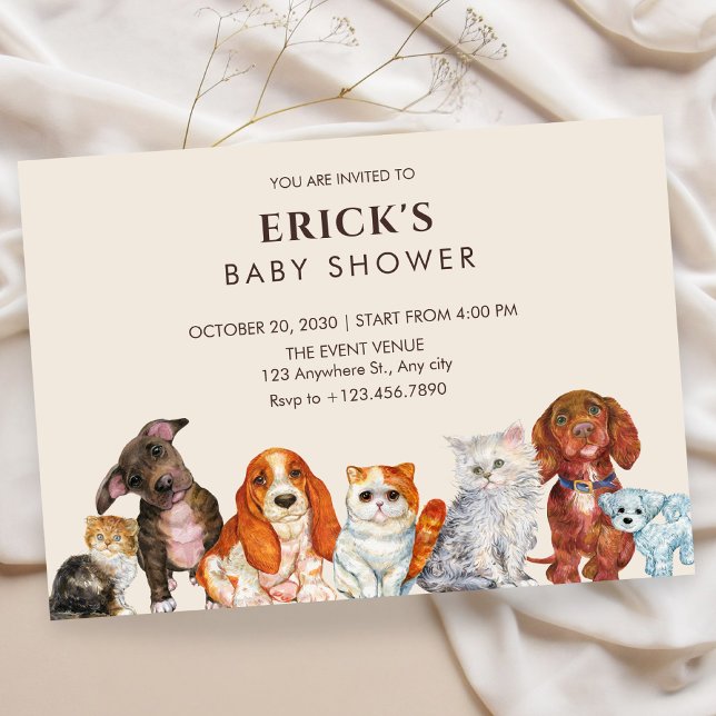 Convite Adorable pet, dog and cat baby shower (Criador carregado)