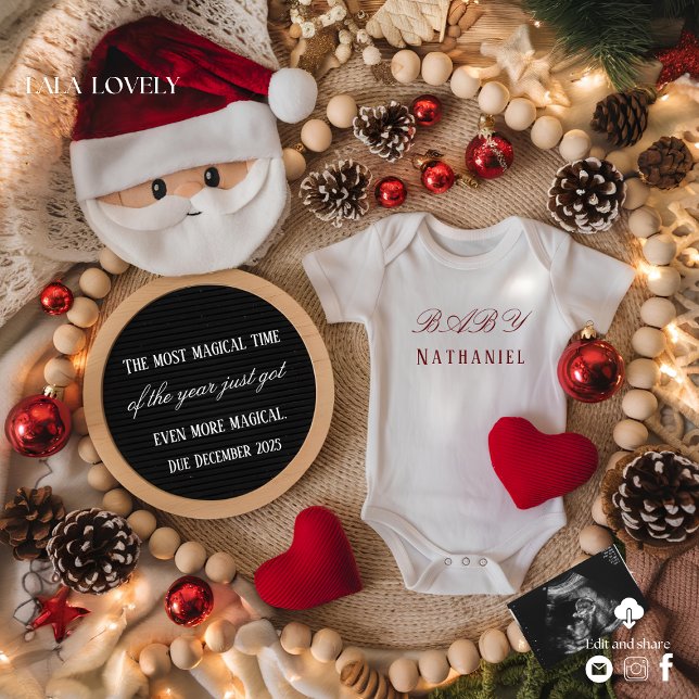 Convite Adorable Santa Christmas Pregnancy Announcement (Criador carregado)