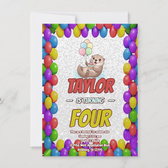 Convite Adorable Sea Otter Birthday Invite (Frente)