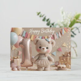Convite Adorable Teddy Bear First Birthday Invitation