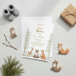 Convite Adorable Woodland Animals Baby Shower Invitation