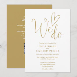 Convite Adoramos Casamento Dourado de Código QR Coração