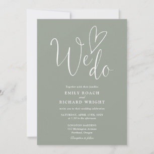 Convite Adoramos Coração Código QR Sage Casamento Verde