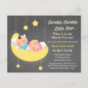Convite Adoráveis Gêmeos Twinkle Twinkle Little Star Chá d