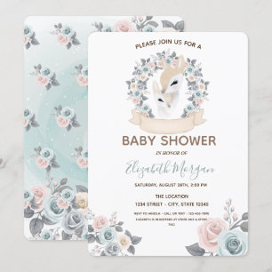 Convite Adoráveis Renaquinhos Bebê Flores Chá de Bebê