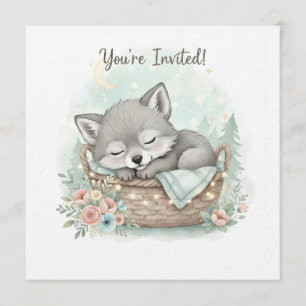 Convite Adorável bebê lobo fofo Chuveiro de Bebê