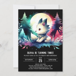 Convite Adorável Boho Wolf Birthday