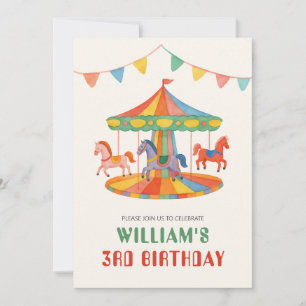 Convite Adorável Carousel Birthday