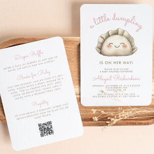 Convite Adorável Código QR de Pequeno Bolinho Rosa Festa d