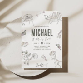 Convite Adorável Dino Dig Birthday