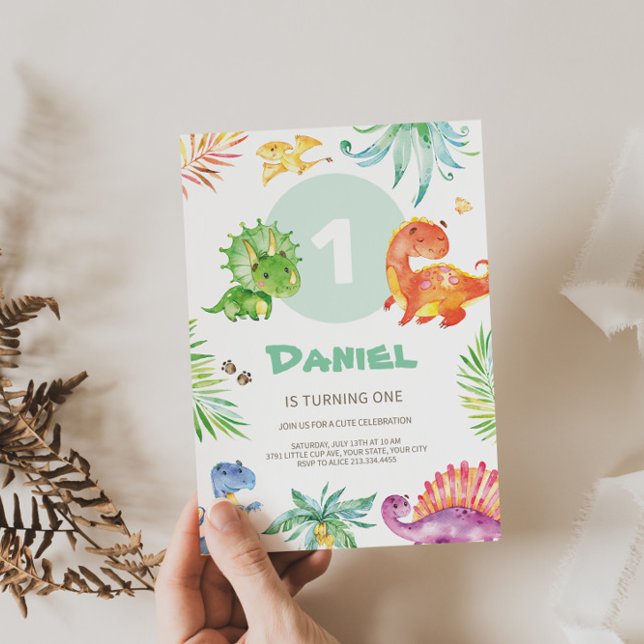 Convite Adorável Dino Themed Birthday (Criador carregado)