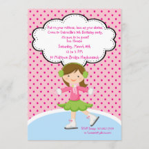 Convite adorável do aniversário do patinagem no