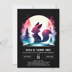 Convite Adorável Fantasy Wolf Birthday
