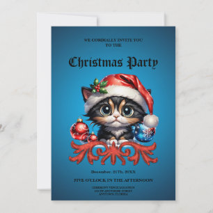 Convite Adorável gatinho de Natal.