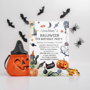 Convite Adorável Halloween de Aniversário de criança de