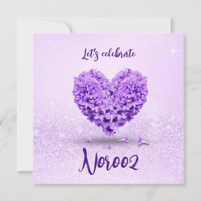 Convite Adorável Hyacinth Purple Happy Noroz Heart Buquê (Frente)