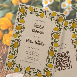 Convite Adorável Lemons PERSONALIZADO Código QR CHÁ DE PAN